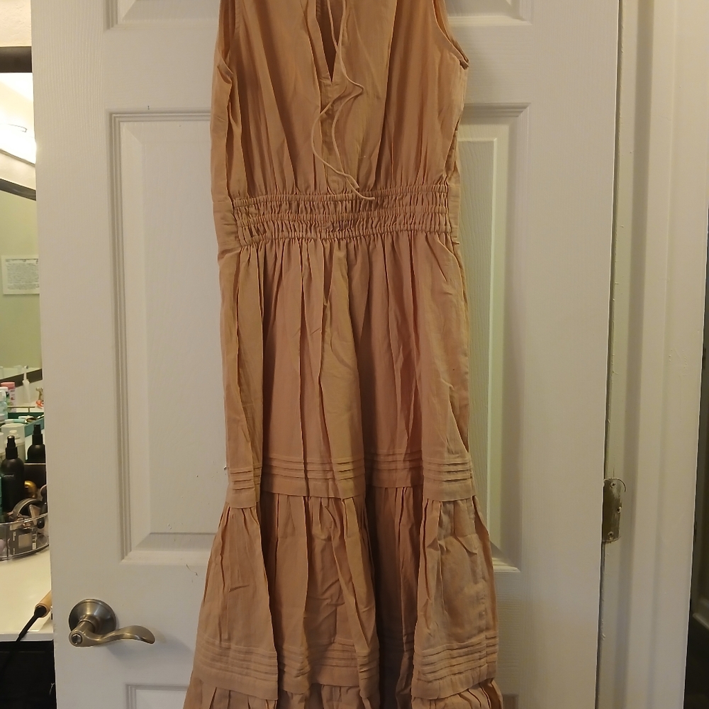 Pampelone NWT Pink Mauve BOHO Sleeveless Festival Spring Ruffle Maxi Dress-S - Picture 12 of 16